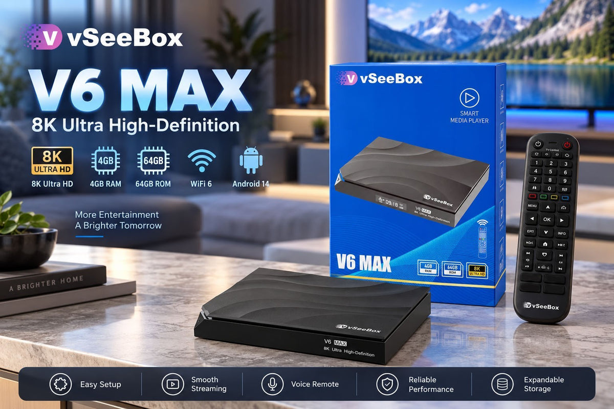 Vseebox V6 Max Android TV Box | 4GB 64GB, 6K Ultra HD